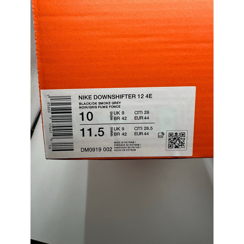 Nike Downshifter 12 Extra Wide “Black Particle Grey” size 10 men’s - Picture 7 of 7